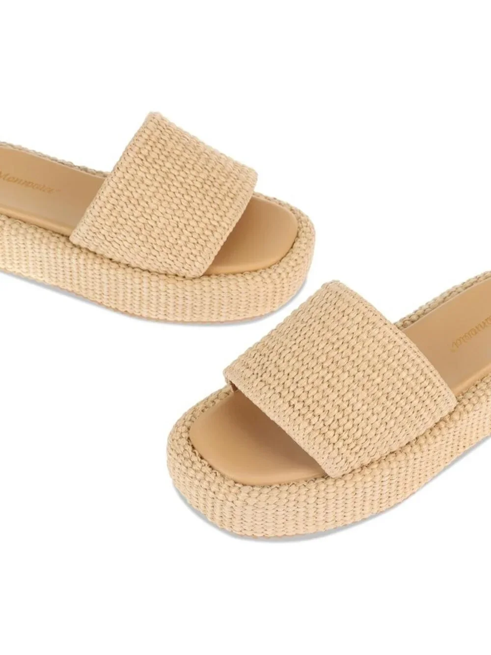 Women's Natural Rubber Woven Straw Beach Slip On Comfortable Casual Platform